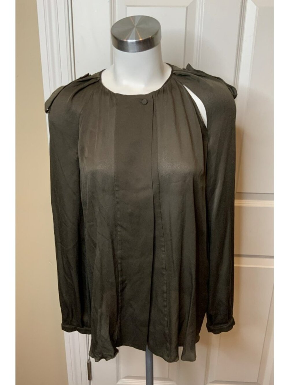 Tom Ford Brown Silk-Georgette Cutout Blouse, Size 4 | 40